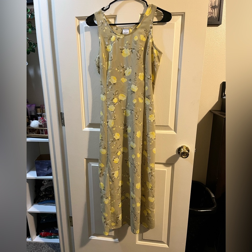 Old Navy Yellow and Gray Floral Maxi Dress